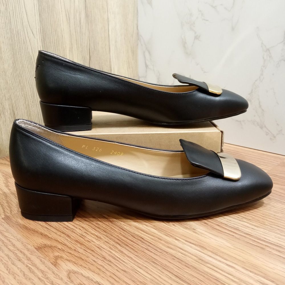 Pearl Shoes 1984 Women Sz 7 EU 37.5 Korean 240 Black Pumps Leather design by rom
